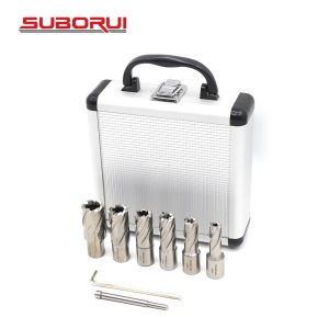 6PCS HSS M2 Mag Drill Bits 1-Inch Annular Cutter Set with Pilot Pin Hex Wrench